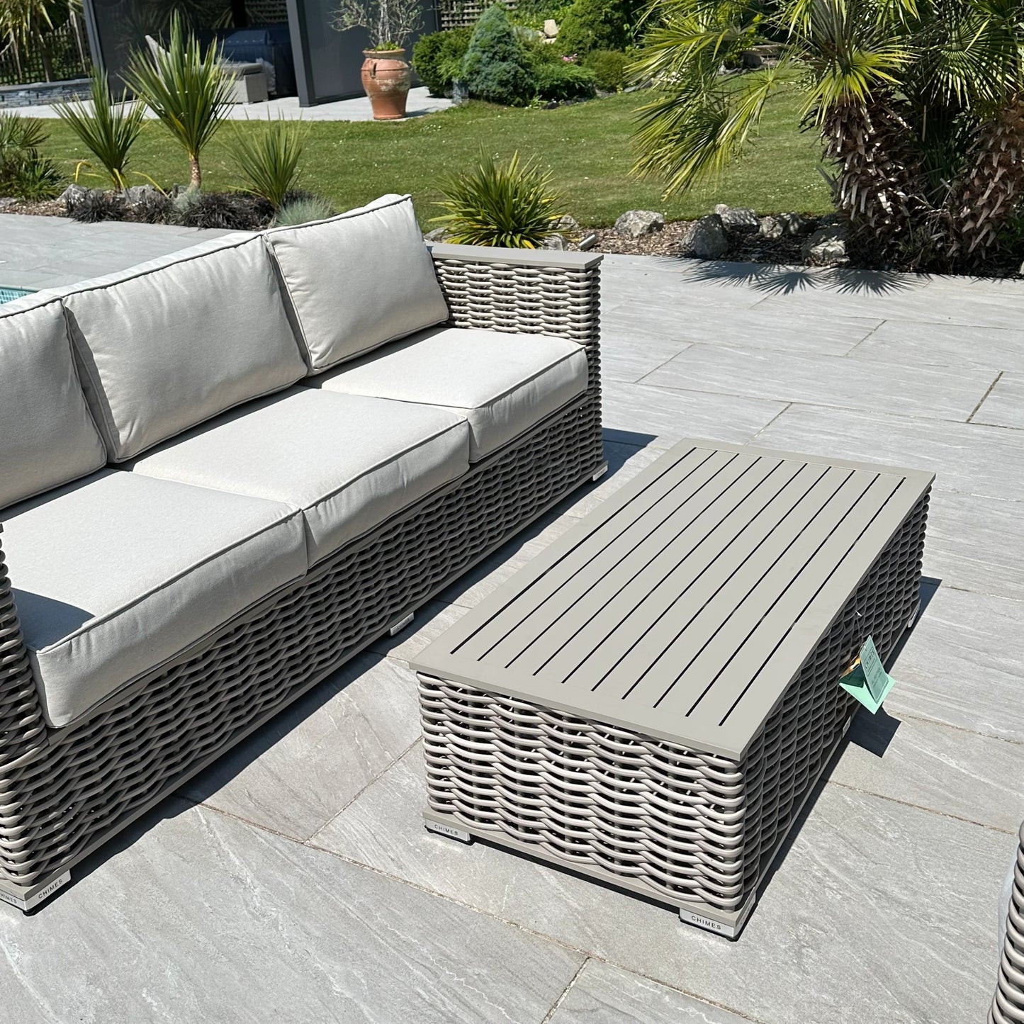 Chimes - Monaco Aluminium & Rope 3 Seat Sofa Set with Coffee Table - Cream