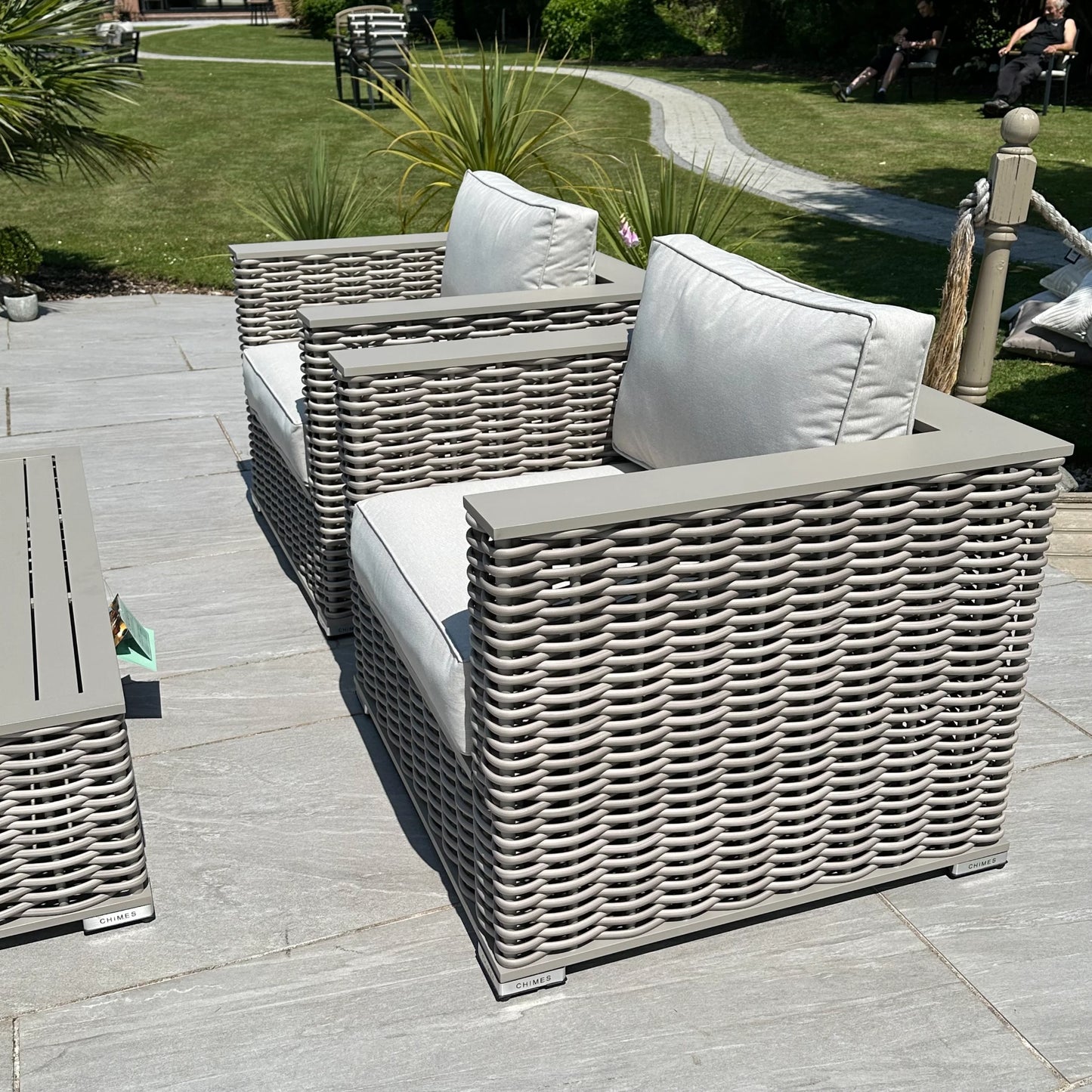 Chimes - Monaco Aluminium & Rope 3 Seat Sofa Set with Coffee Table - Cream