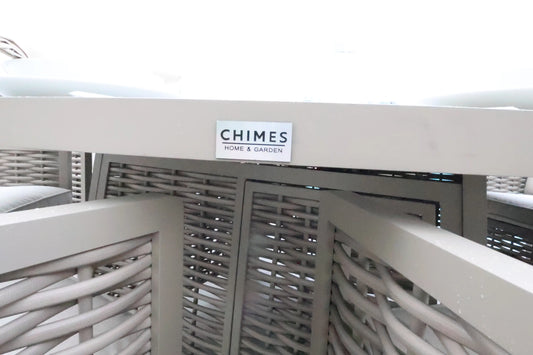 Chimes - Monaco Aluminium 8 Seat Round Dining Set - 1.8 Meter Round Table With Firepit - Rope Weave - Cream