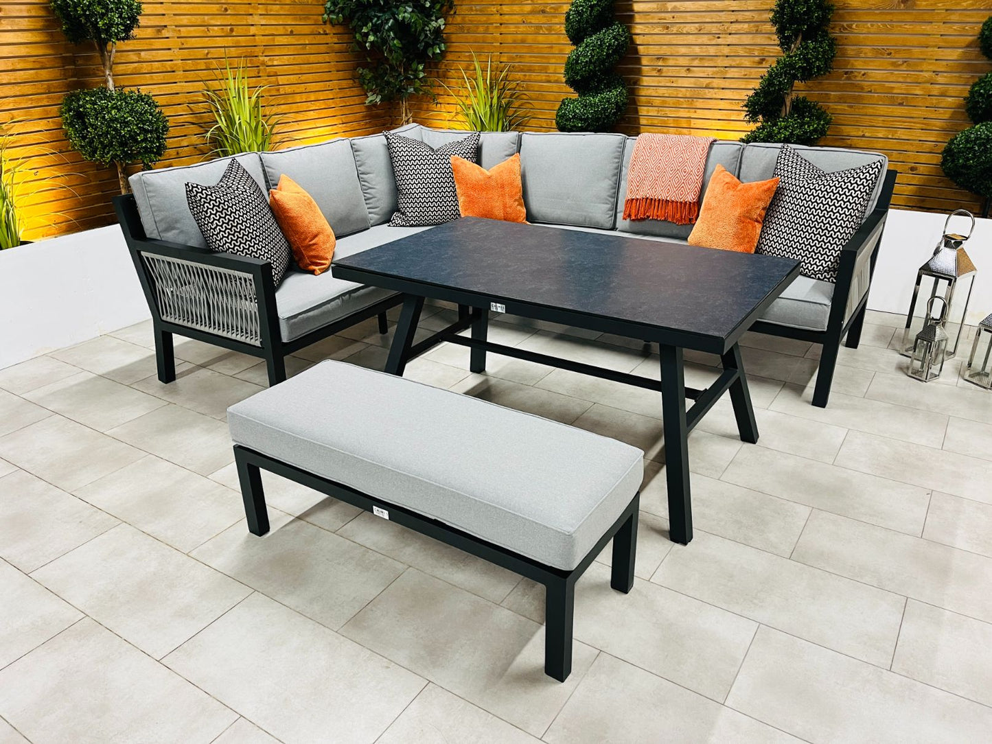 Chimes - Seville Aluminium & Rope Casual Corner Dining Set - Left Hand