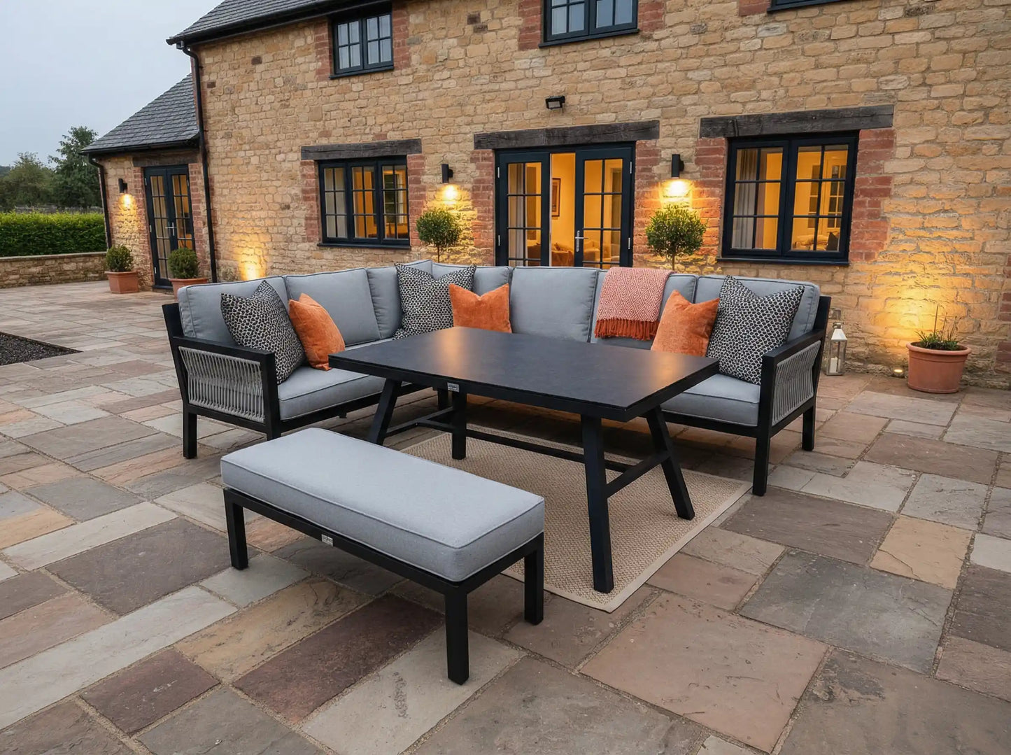 Chimes - Seville Aluminium & Rope Casual Corner Dining Set - Left Hand