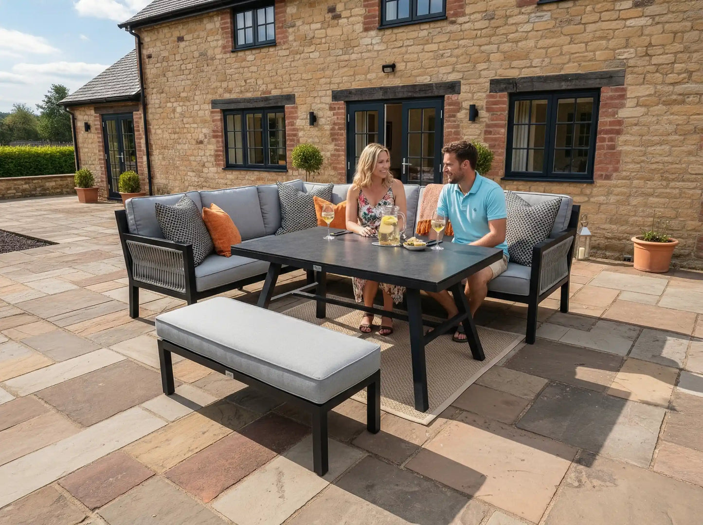 Chimes - Seville Aluminium & Rope Casual Corner Dining Set - Left Hand