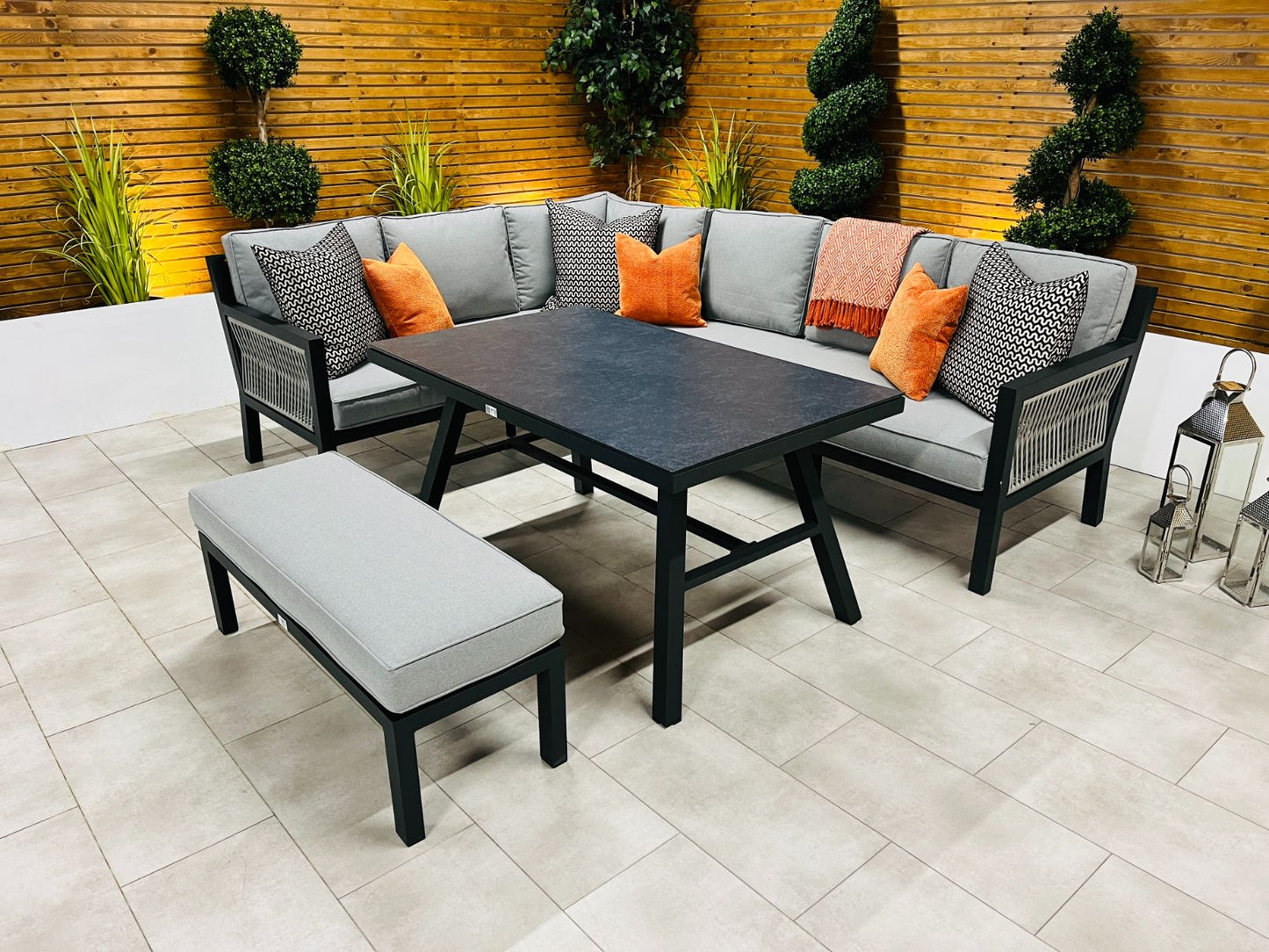 Chimes - Seville Aluminium & Rope Casual Corner Dining Set - Left Hand
