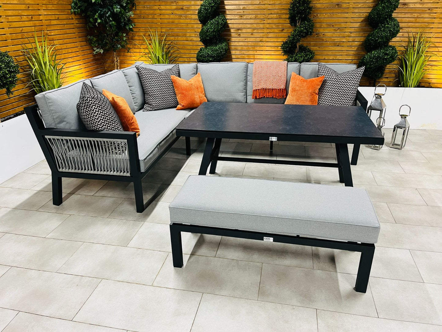 Chimes - Seville Aluminium & Rope Casual Corner Dining Set - Left Hand