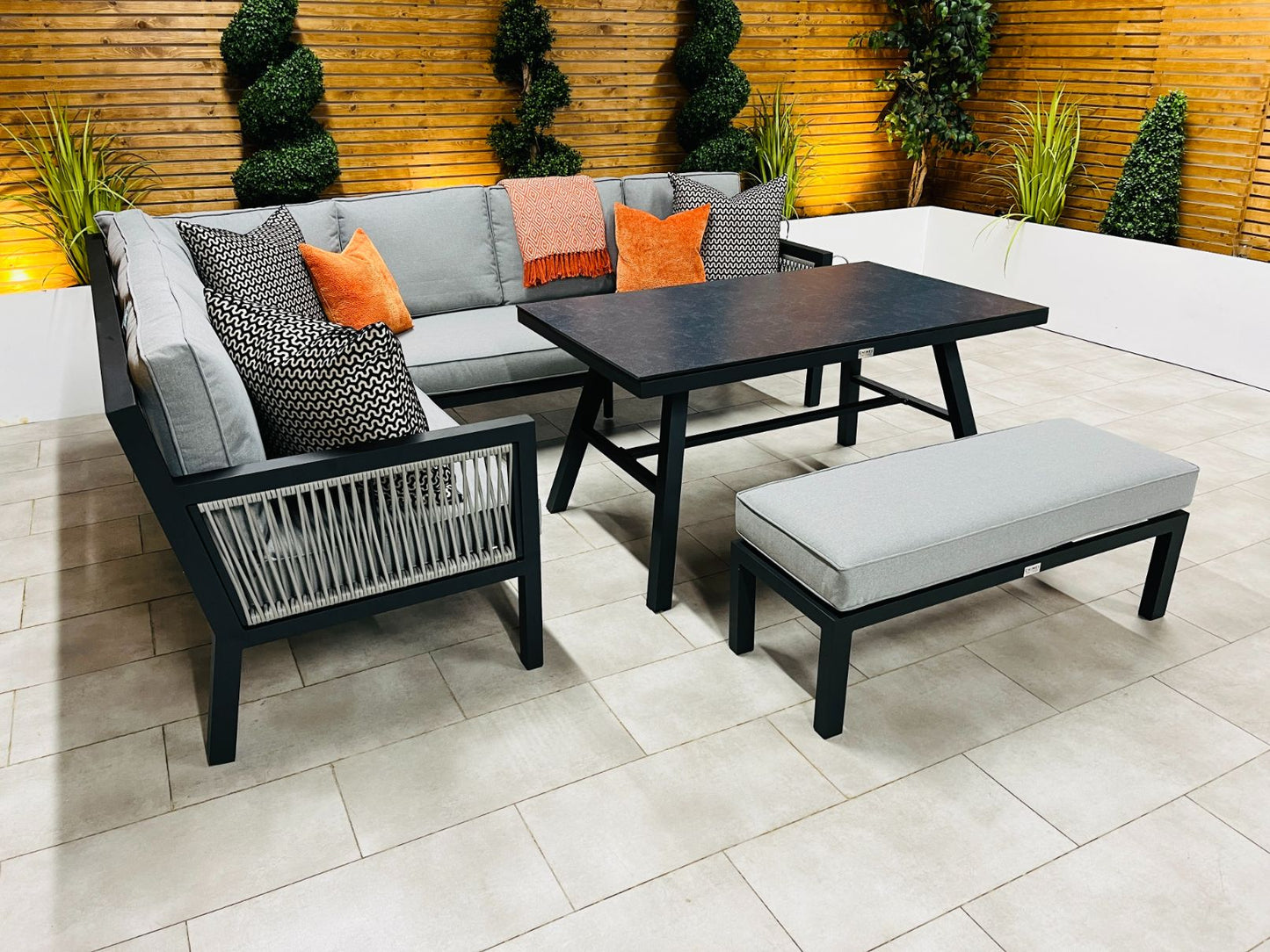 Chimes - Seville Aluminium & Rope Casual Corner Dining Set - Left Hand