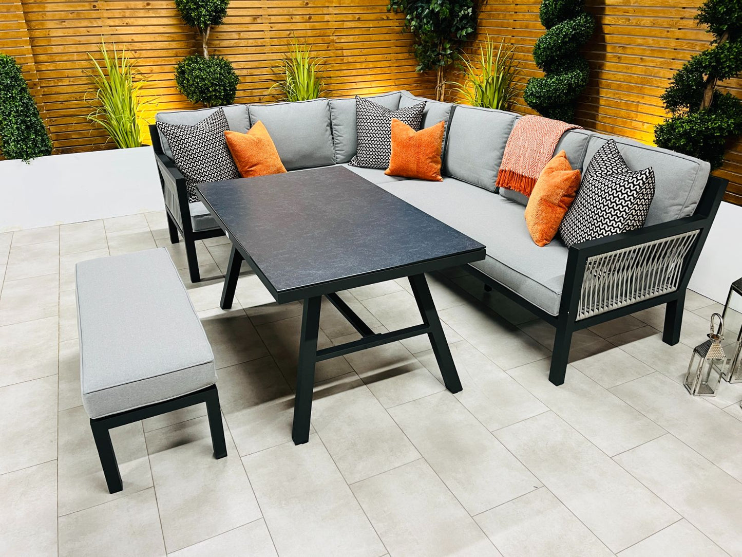 Chimes - Seville Aluminium & Rope Casual Corner Dining Set - Left Hand