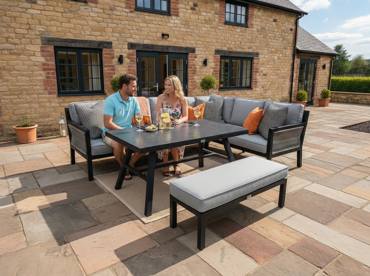 Chimes - Seville Aluminium & Rope Casual Corner Dining Set - Right Hand