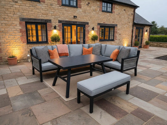 Chimes - Seville Aluminium & Rope Casual Corner Dining Set - Right Hand