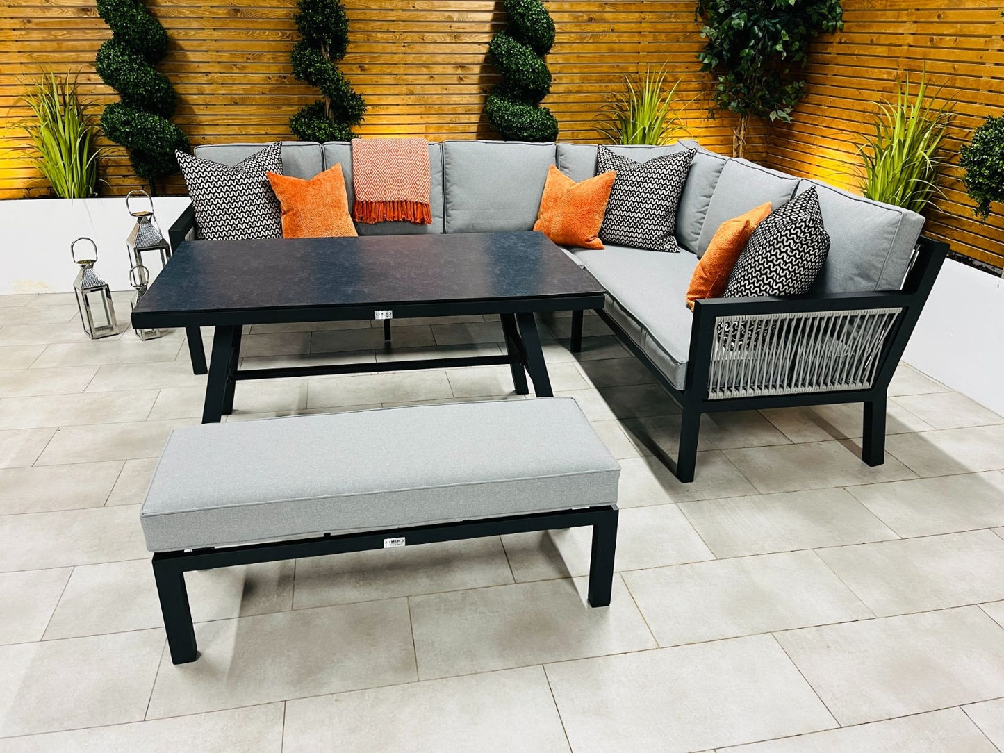 Chimes - Seville Aluminium & Rope Casual Corner Dining Set - Right Hand