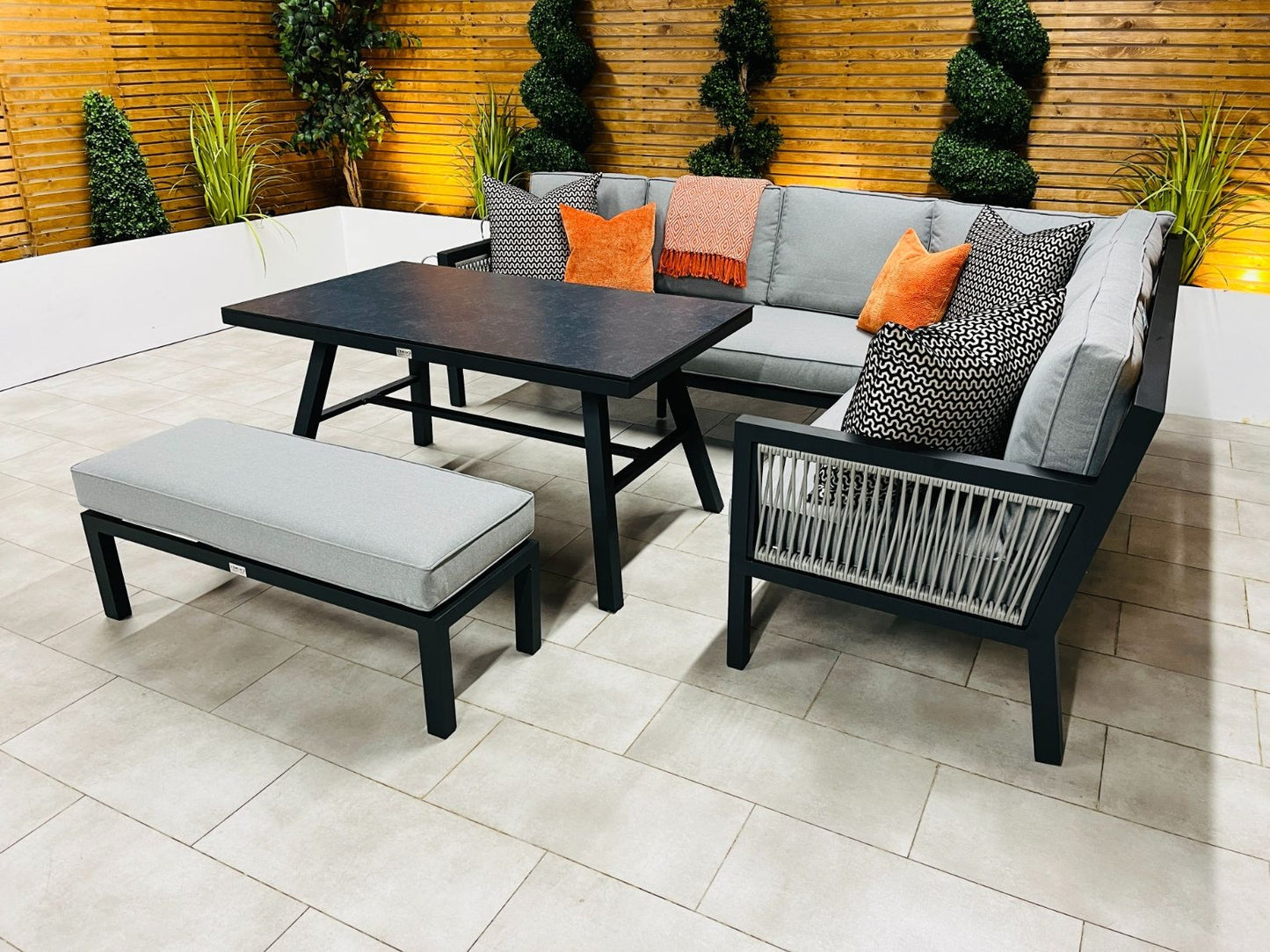 Chimes - Seville Aluminium & Rope Casual Corner Dining Set - Right Hand