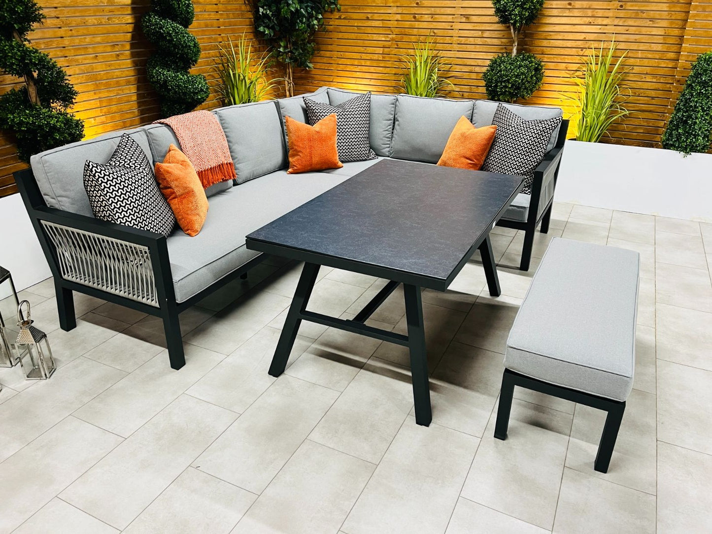 Chimes - Seville Aluminium & Rope Casual Corner Dining Set - Right Hand