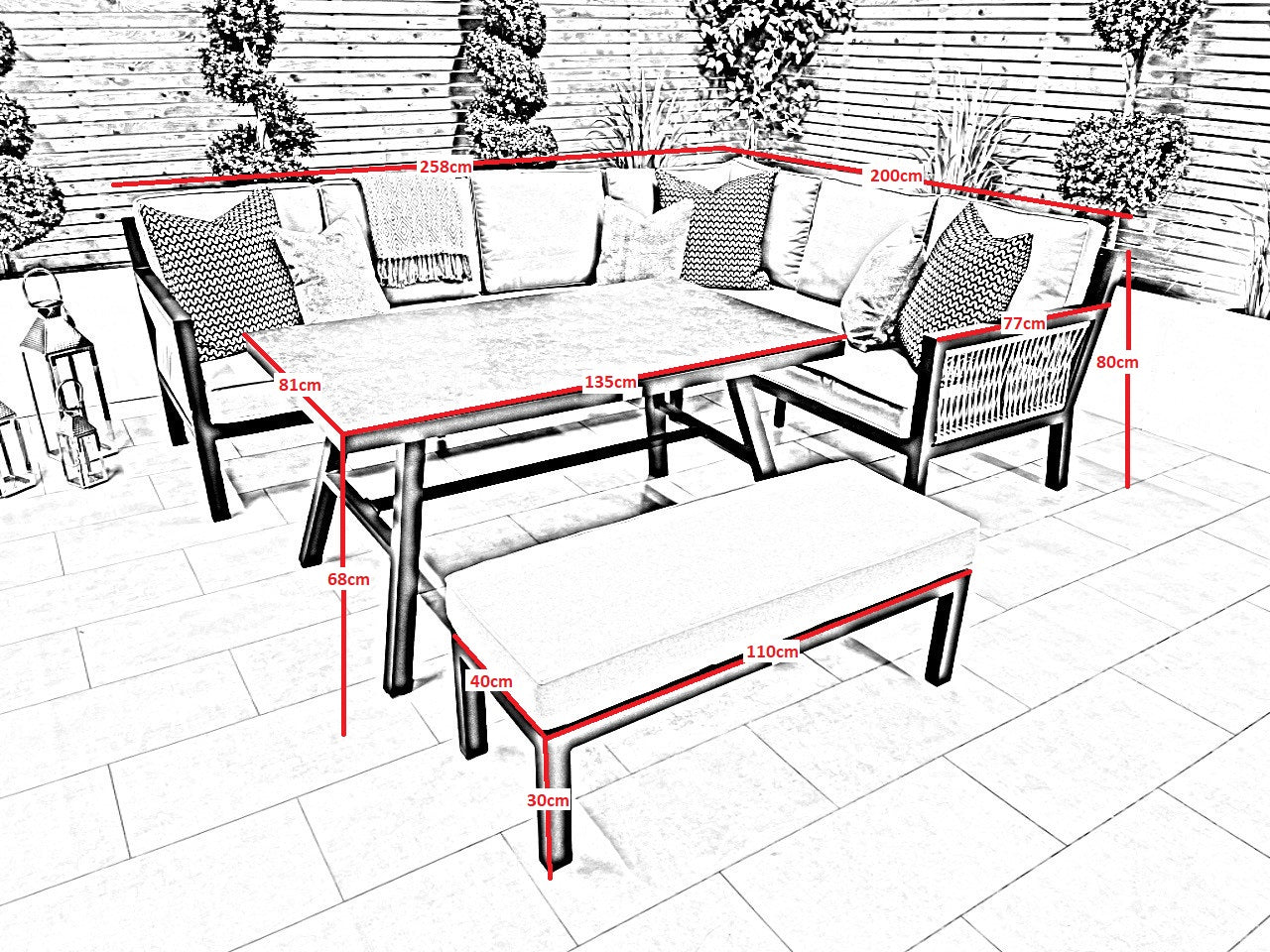 Chimes - Seville Aluminium & Rope Casual Corner Dining Set - Right Hand - Champagne