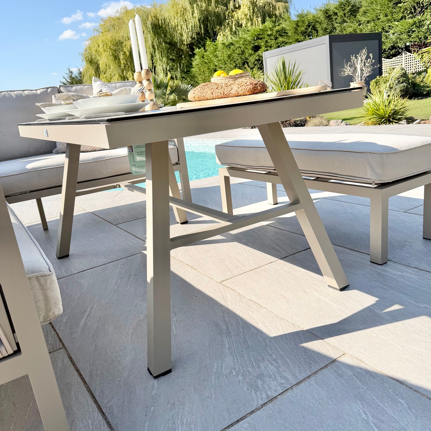Chimes - Seville Aluminium & Rope Casual Corner Dining Set - Right Hand - Champagne