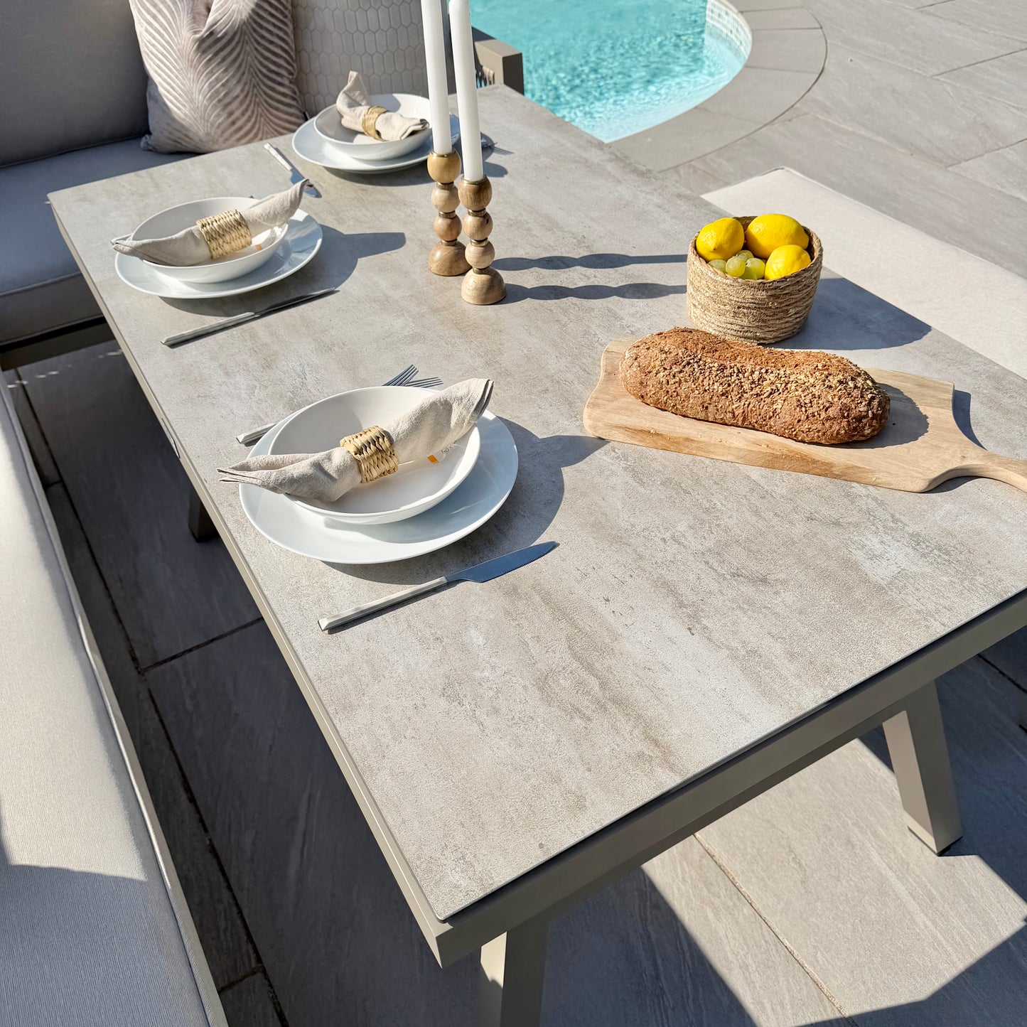 Chimes - Seville Aluminium & Rope Casual Corner Dining Set - Right Hand - Champagne
