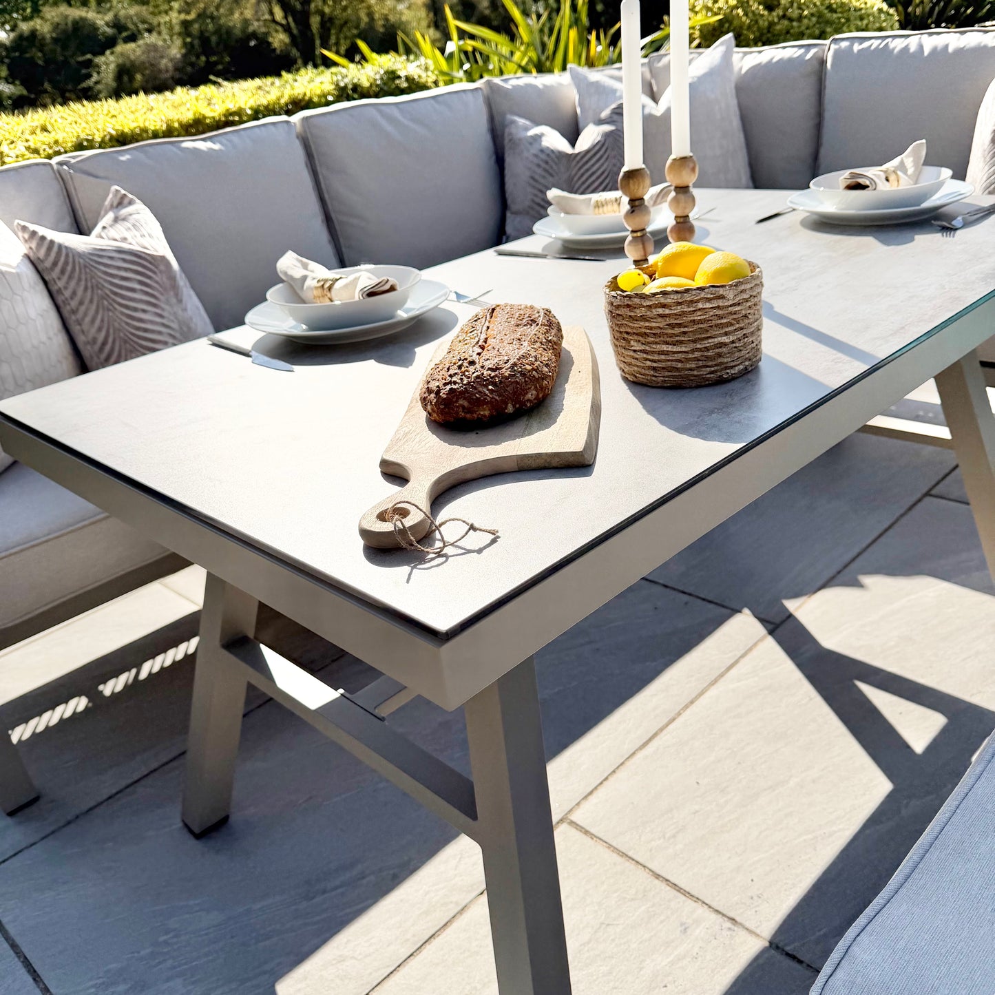 Chimes - Seville Aluminium & Rope Casual Corner Dining Set - Right Hand - Champagne