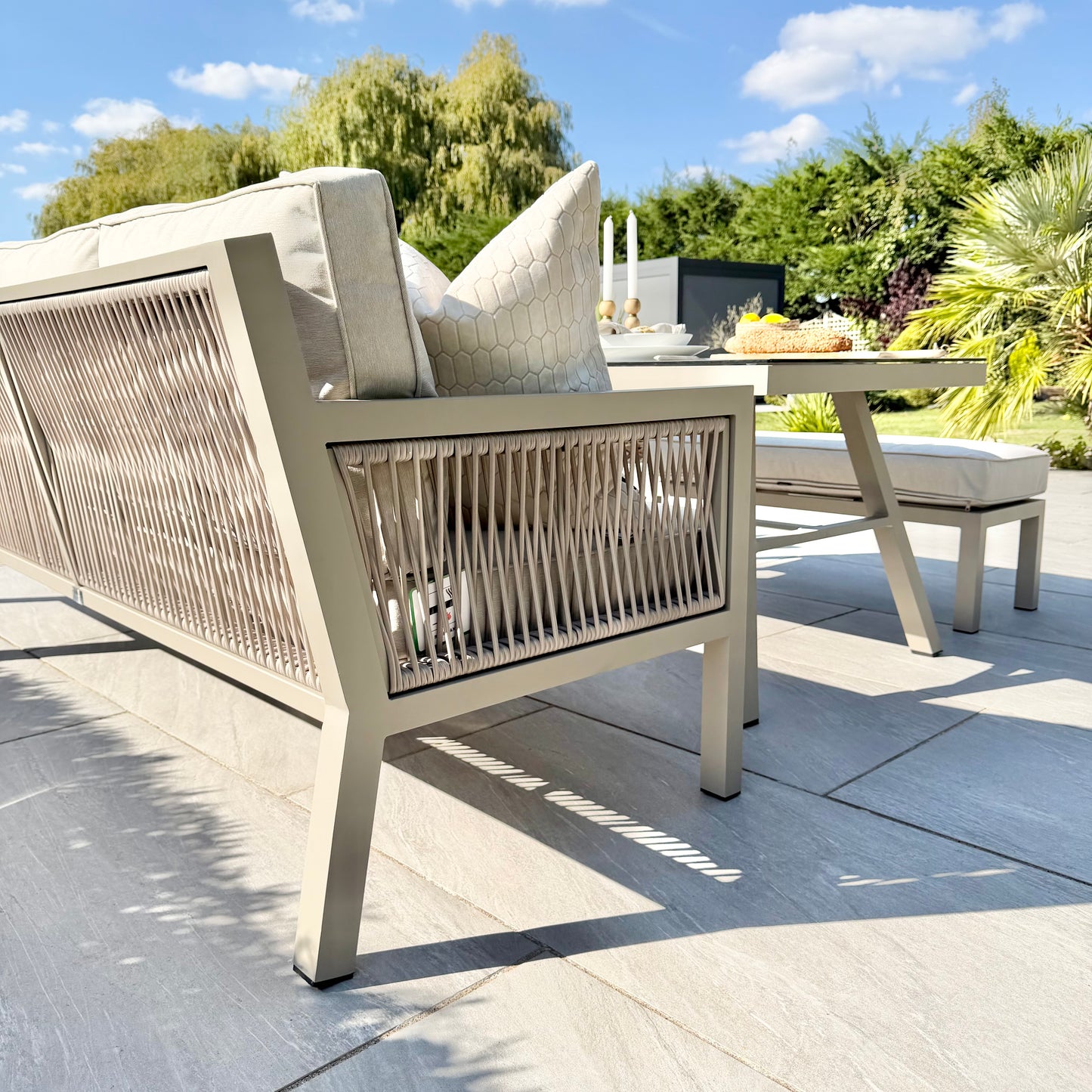 Chimes - Seville Aluminium & Rope Casual Corner Dining Set - Right Hand - Champagne