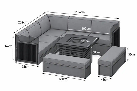 Cover Pack For Portofino Compact Corner Firepit Set