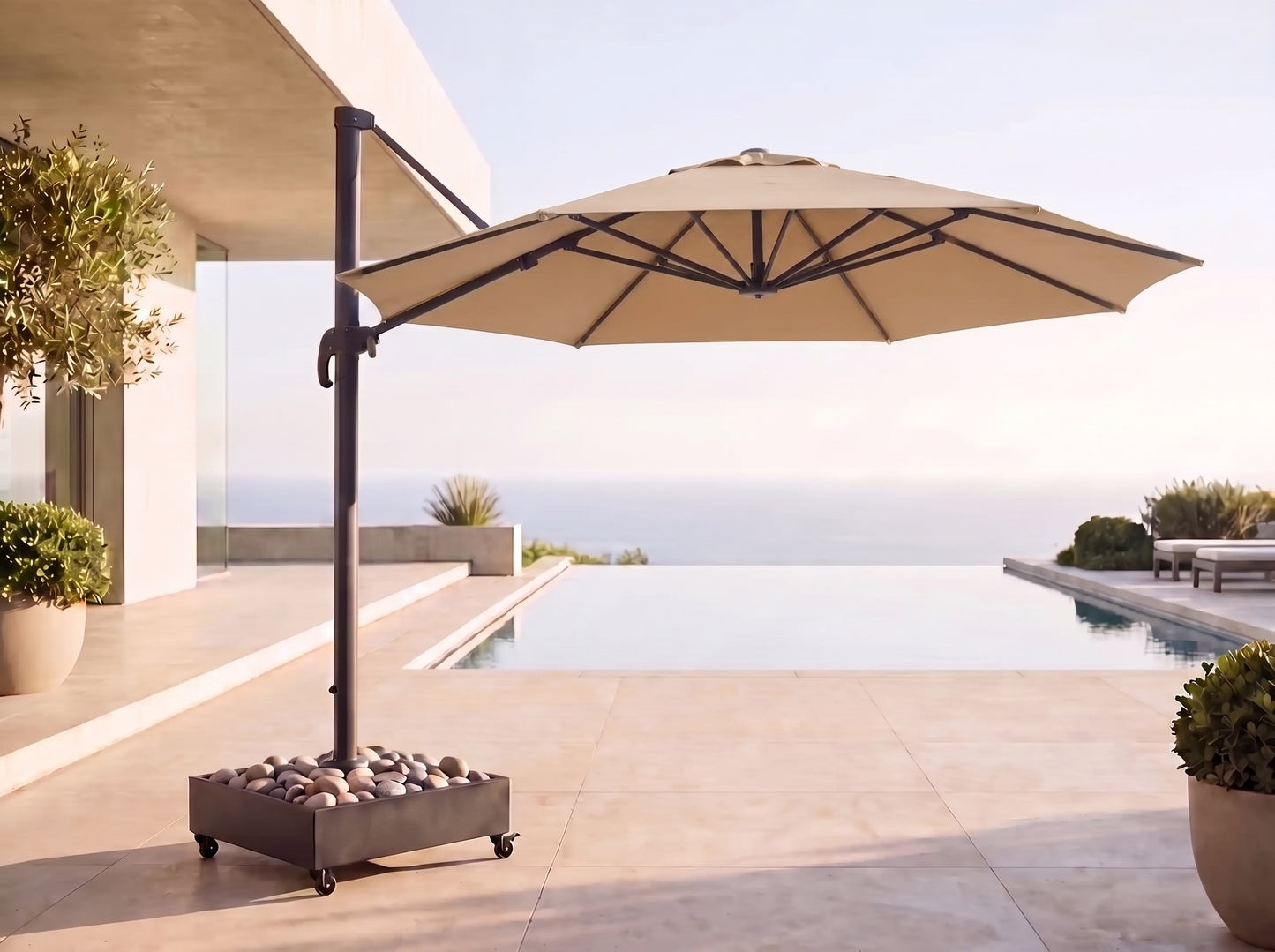 Chimes - Como 3m Round Crank & Tilt Cantilever Parasol - Beige