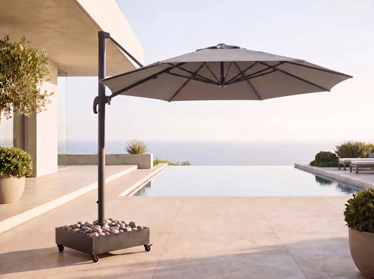 Chimes - Como 3m Round Crank & Tilt Cantilever Parasol - Grey