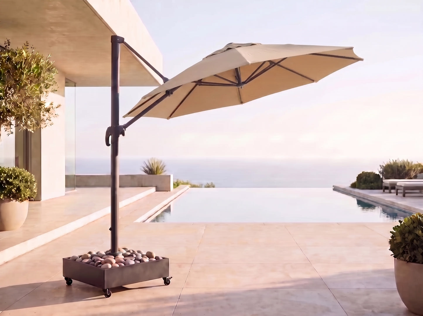 Chimes - Como 3m Round Crank & Tilt Cantilever Parasol - Beige