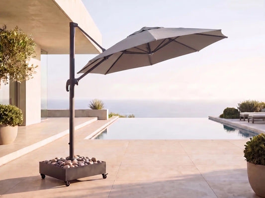 Chimes - Como 3m Round Crank & Tilt Cantilever Parasol - Grey