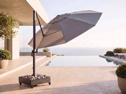 Chimes - Como 3m Round Crank & Tilt Cantilever Parasol - Grey