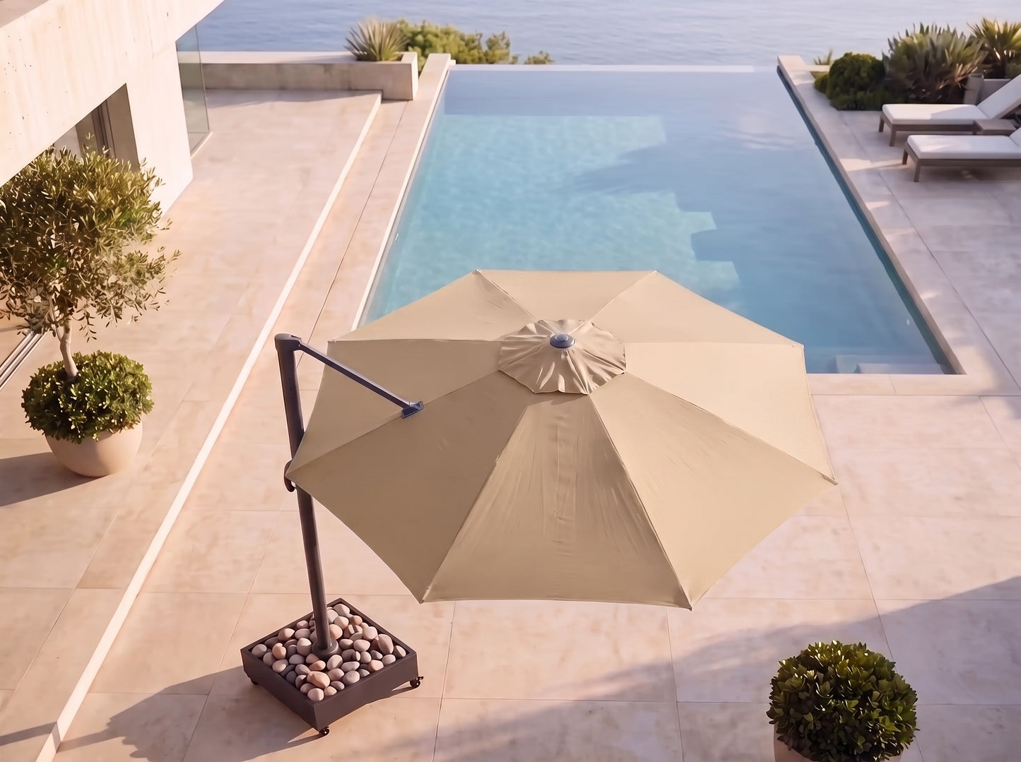 Chimes - Como 3m Round Crank & Tilt Cantilever Parasol - Beige