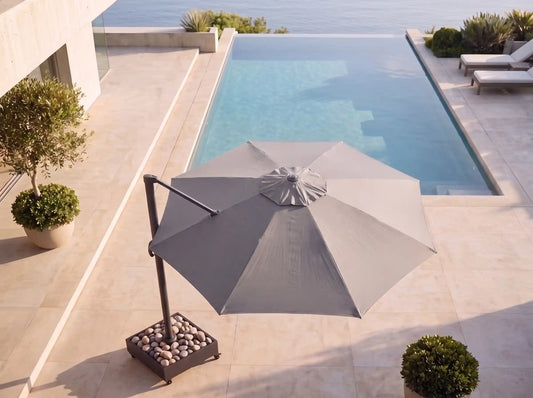 Chimes - Como 3m Round Crank & Tilt Cantilever Parasol - Grey
