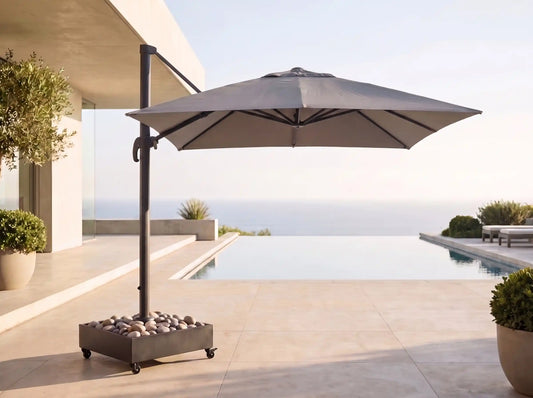 Chimes - Como 2.5m Square Crank & Tilt Cantilever Parasol - Grey