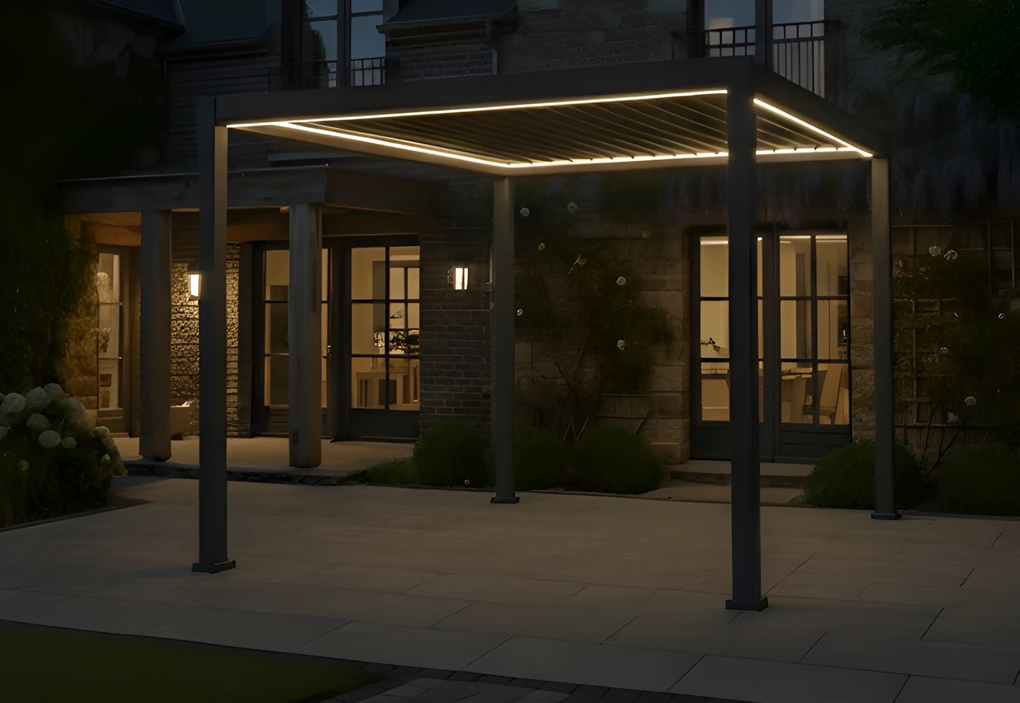 Chimes - Rivaro 3m x 3m Solar LED Aluminium Pergola