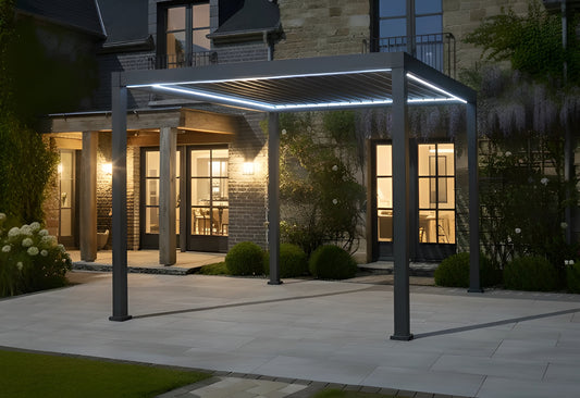 Chimes - Rivaro 3m x 3m Solar LED Aluminium Pergola