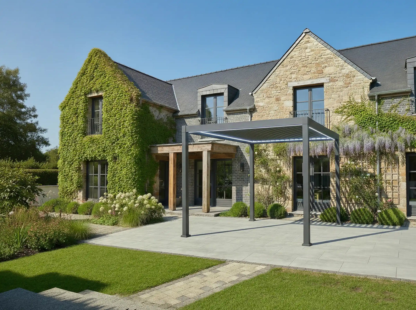 Chimes - Rivaro 3m x 3m Solar LED Aluminium Pergola