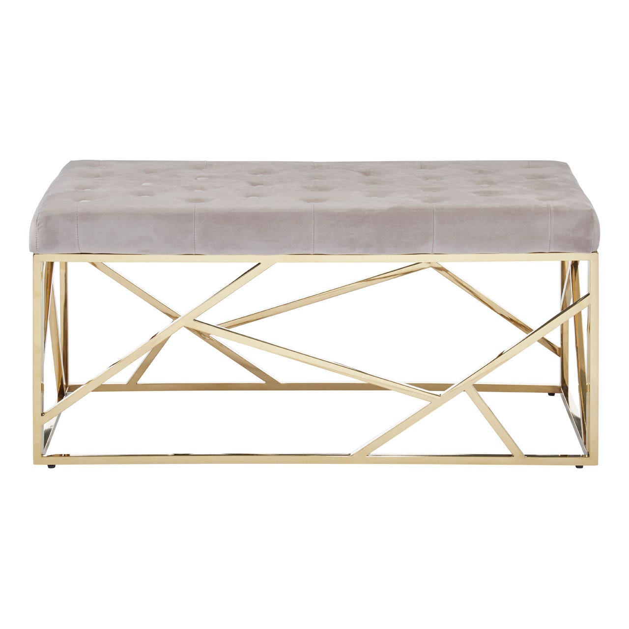 Chimes - Ariana Mink Velvet / Gold Finish Frame Bench