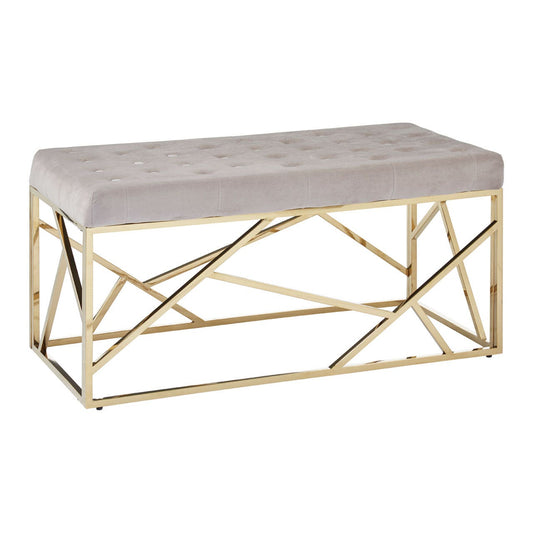 Chimes - Ariana Mink Velvet / Gold Finish Frame Bench