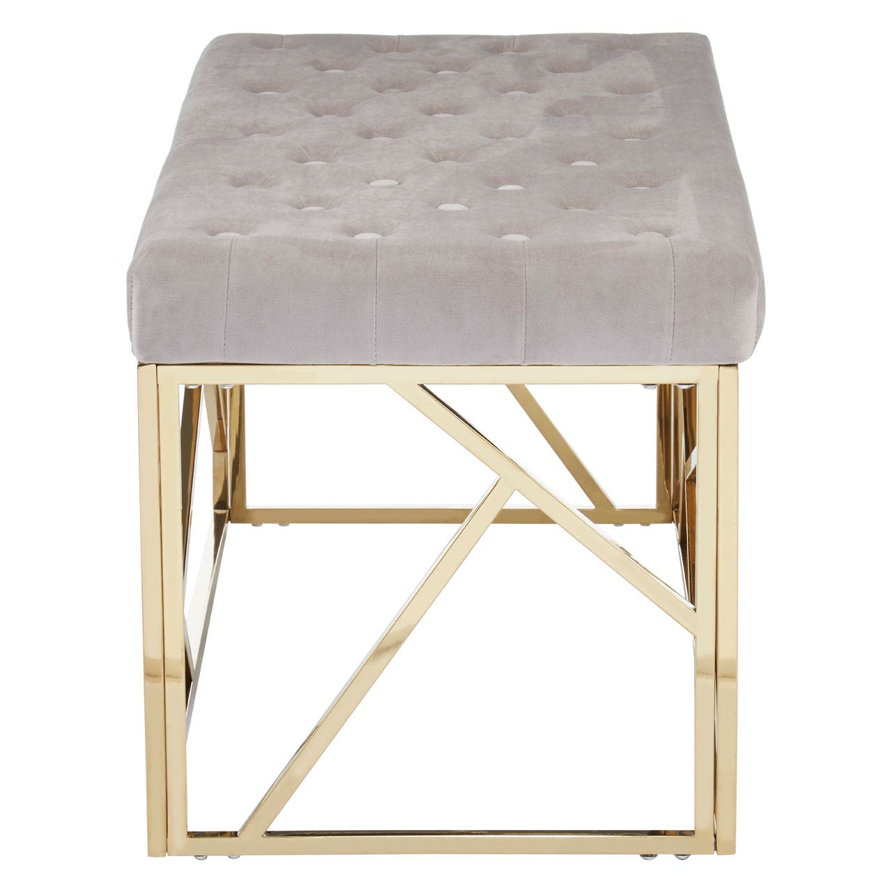 Chimes - Ariana Mink Velvet / Gold Finish Frame Bench