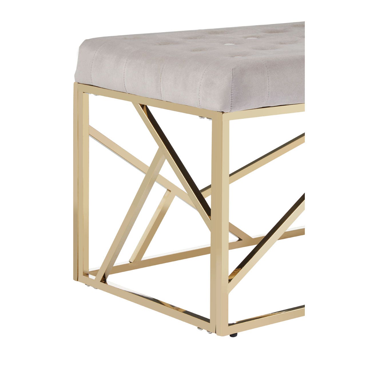Chimes - Ariana Mink Velvet / Gold Finish Frame Bench