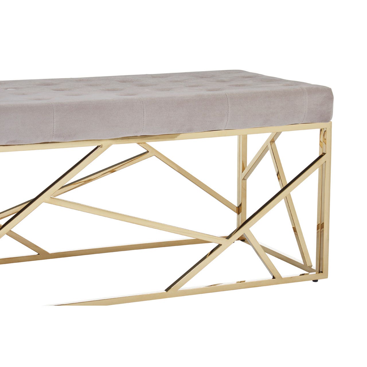 Chimes - Ariana Mink Velvet / Gold Finish Frame Bench