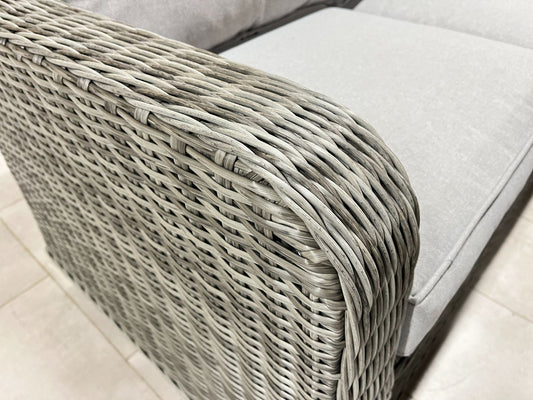 Chimes Rattan Furniture - Prestige Grey Vienna Deluxe Corner Sofa Set With Firepit table, Bench & Armchair