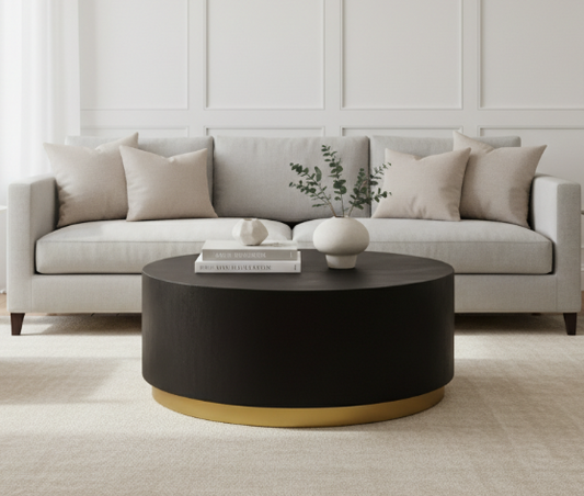 Narli Black And Gold Concrete Look Coffee Table