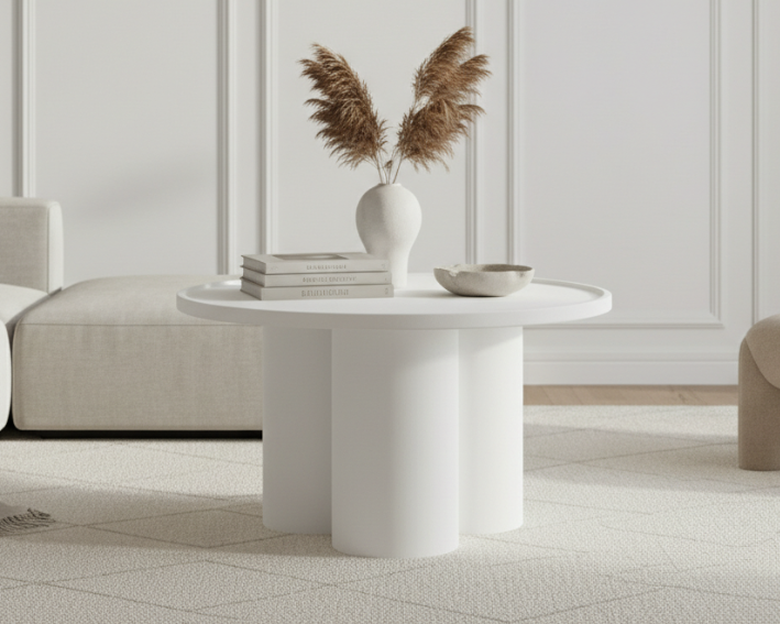 Milla Whitewash Mango Wood Column Detail Coffee Table