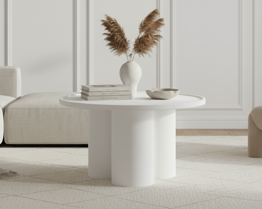 Milla Whitewash Mango Wood Column Detail Coffee Table