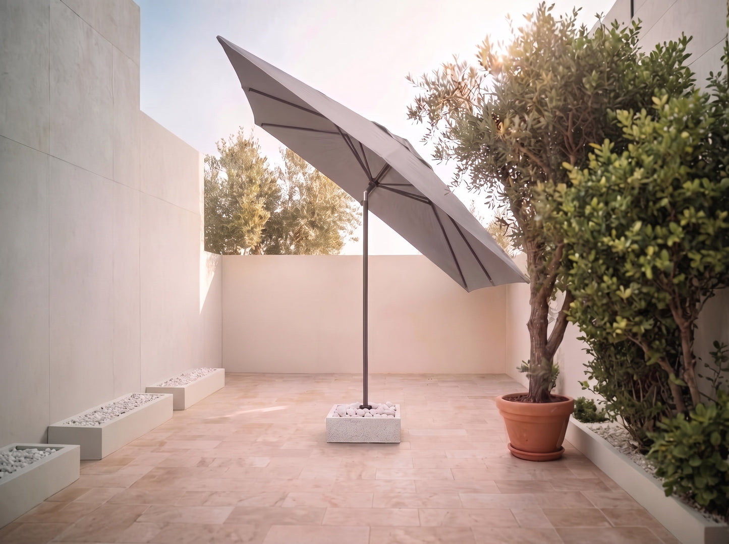 Chimes - Como 3m x 2m Rectangular Crank & Tilt Cantilever Parasol - Grey