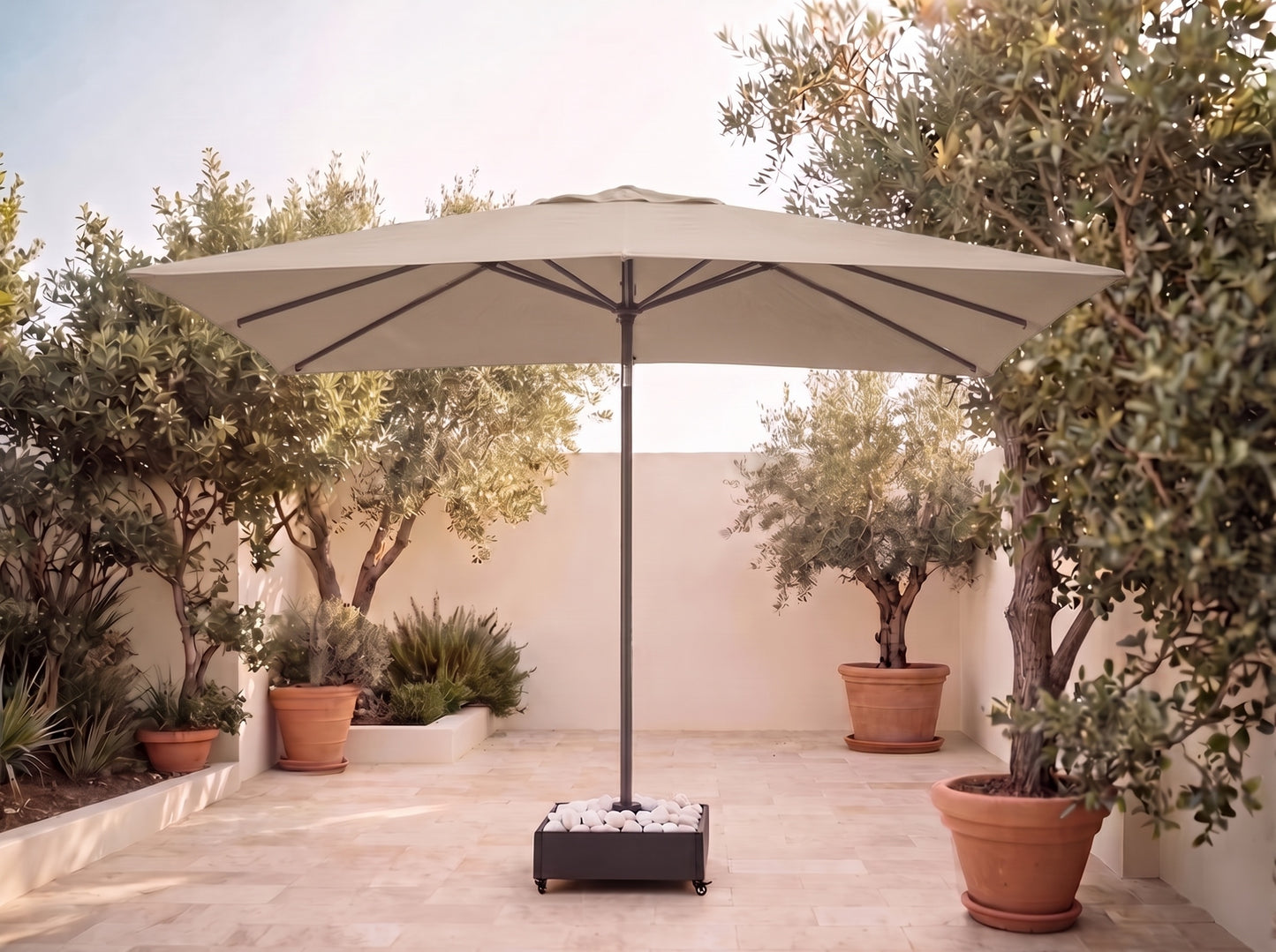 Chimes - Como 3m x 2m Rectangular Crank & Tilt Cantilever Parasol - Beige