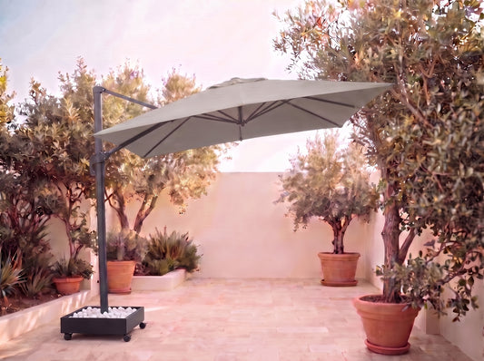 Chimes - Como 3m x 2m Rectangular Crank & Tilt Cantilever Parasol - Grey