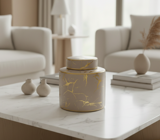 Chimes - Beige and gold crackle jar