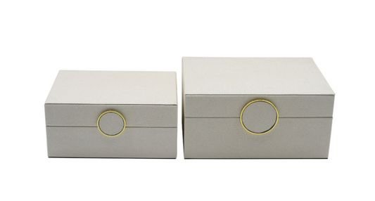 Chimes - Set of 2 Cream Faux Leather Jewellery Boxes