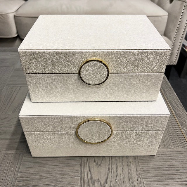 Chimes - Set of 2 Cream Faux Leather Jewellery Boxes