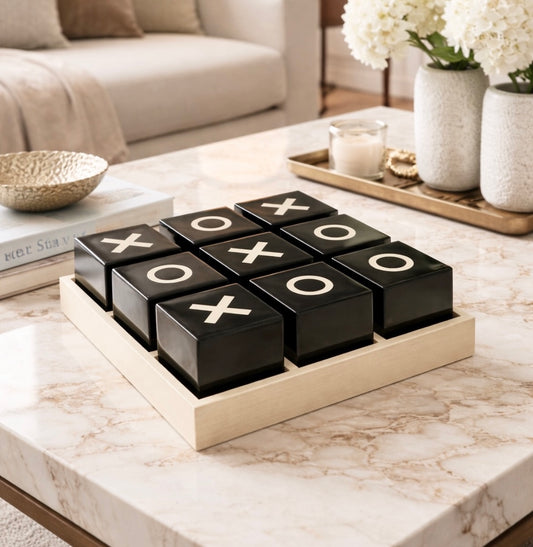 Beckford Games Small Black and Cream Noughts & Crosses Game