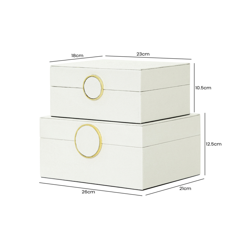 Chimes - Set of 2 Cream Faux Leather Jewellery Boxes