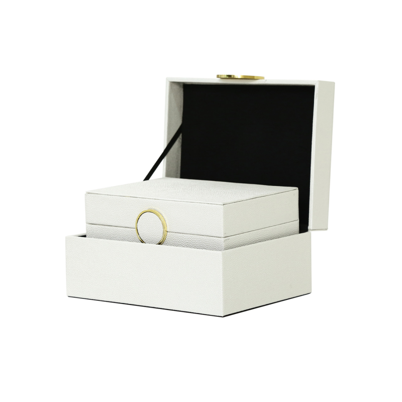 Chimes - Set of 2 Cream Faux Leather Jewellery Boxes